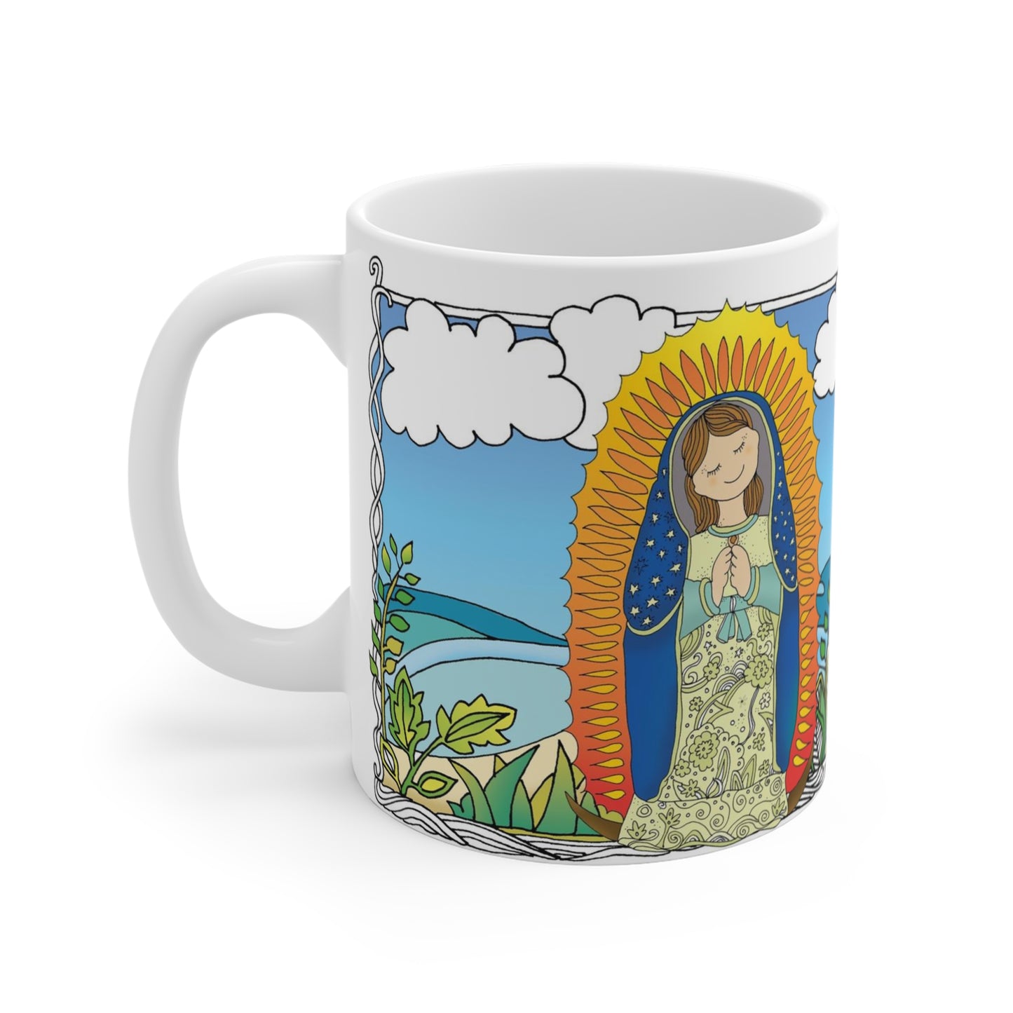 Nuestra Señora de Guadalupe que embellece nuestra taza.