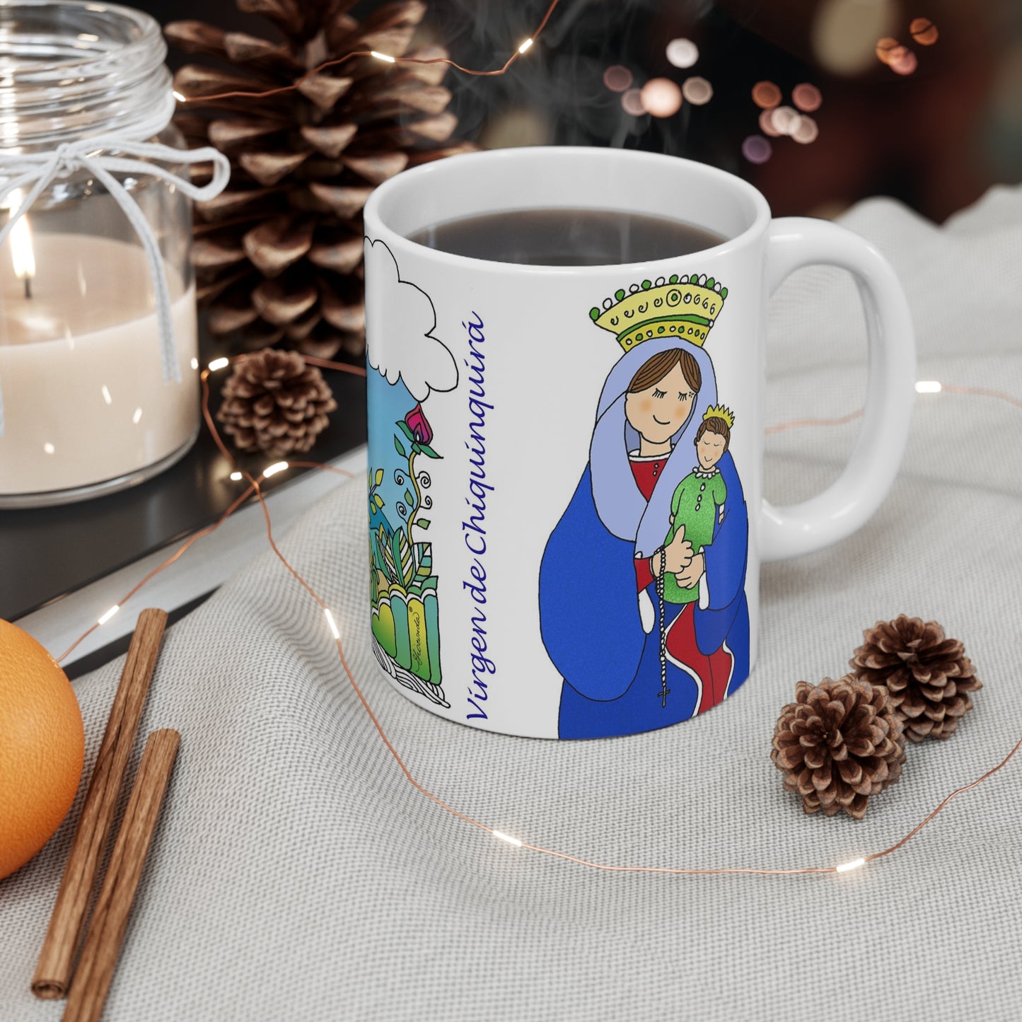 Nuestra Señora del Rosario de Chiquinquirá, que adorna nuestra taza.