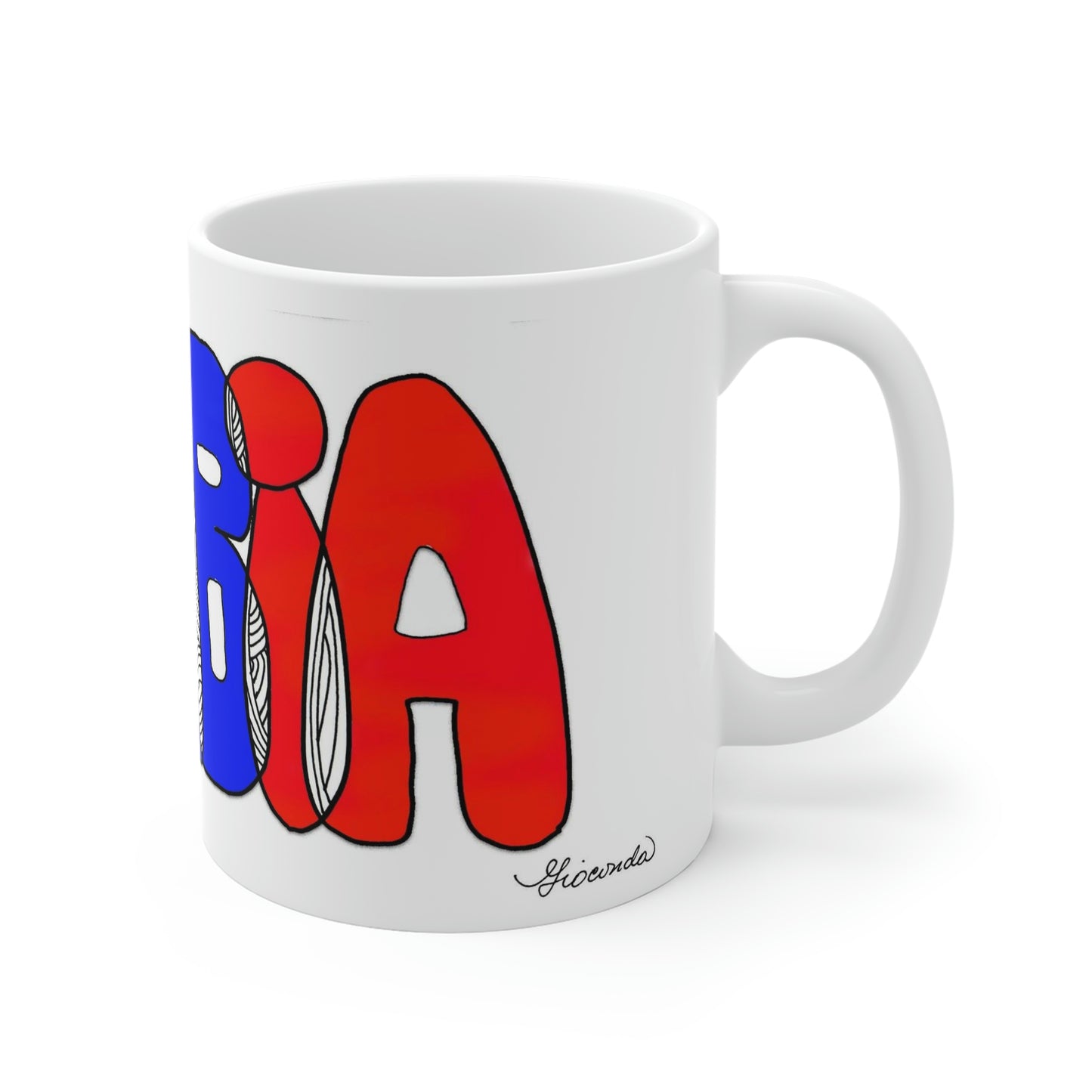 Inspiradas en la bandera de Colombia, llegan las tazas que reflejan el talento como artista de Gioconda Vivas, giocondavivas.com