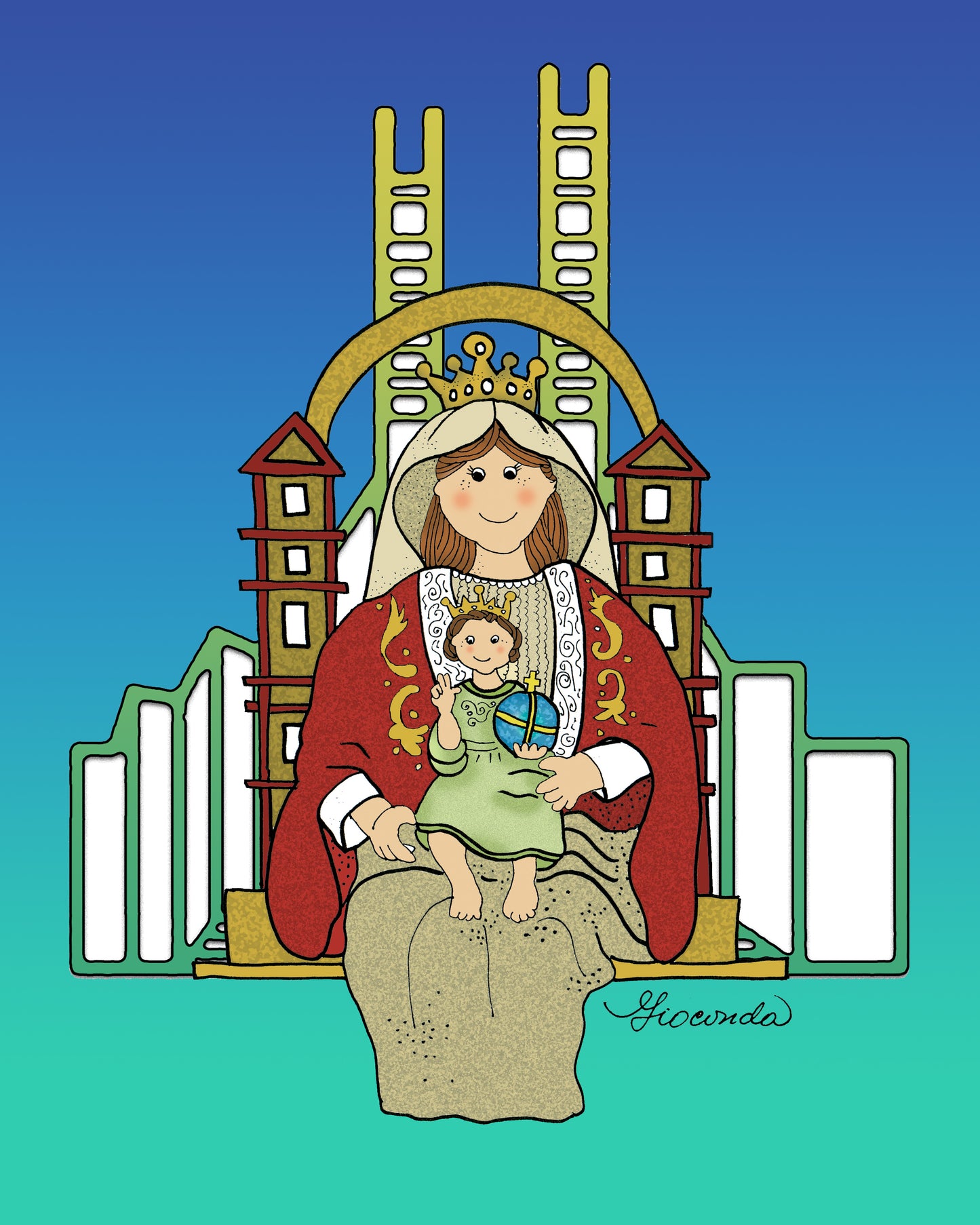 Gioconda Vivas es la autora de la ilustración 'Nuestra Señora de Coromoto', que mide 8"x10", giocondavivas.com, Gioconda vivas, giocondavivas, arte religioso, arte inspirador