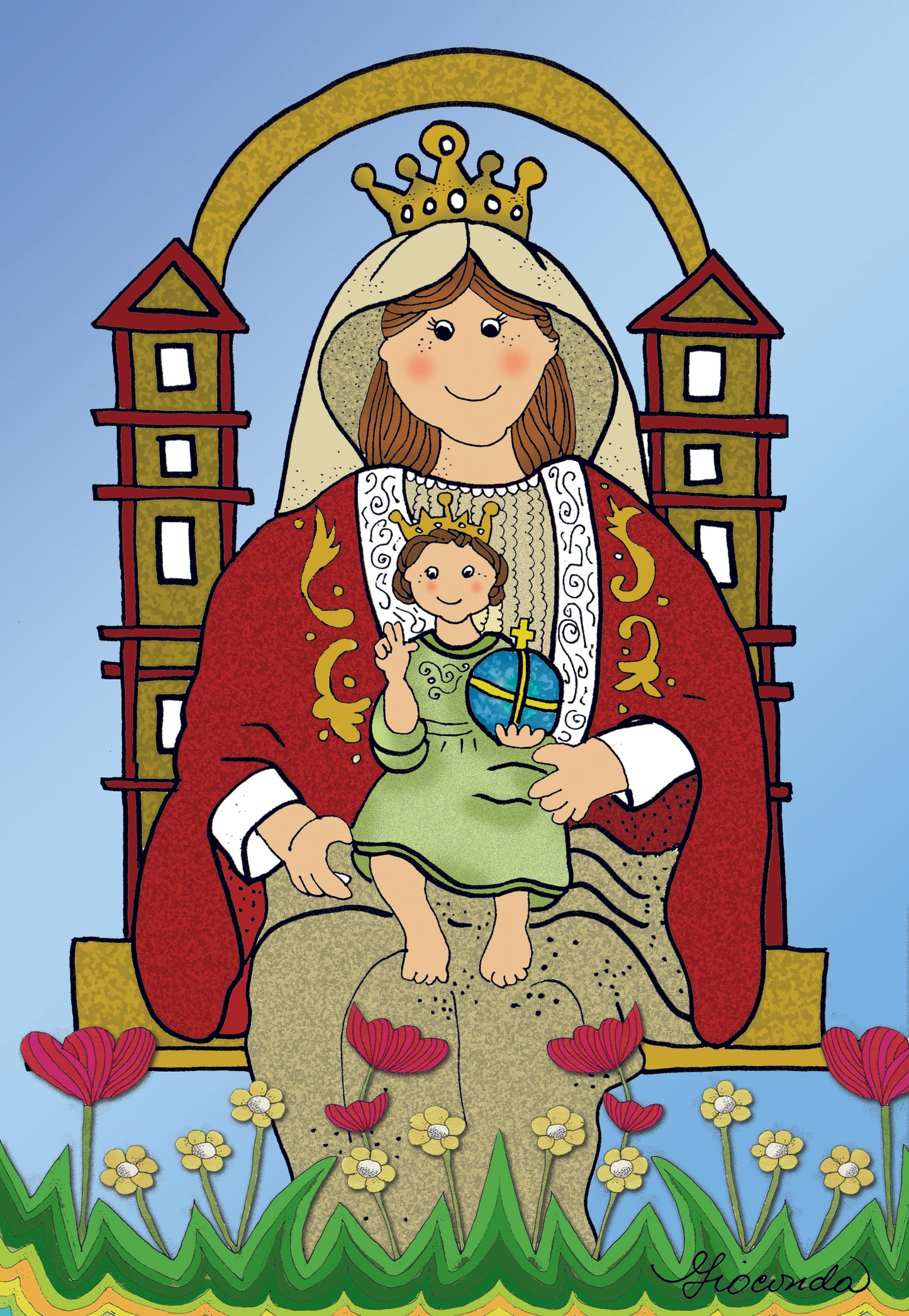 Gioconda Vivas es la autora de la ilustración 'Nuestra Señora de Coromoto', que mide 8"x10", giocondavivas.com, Gioconda vivas, giocondavivas, arte religioso, arte inspirador