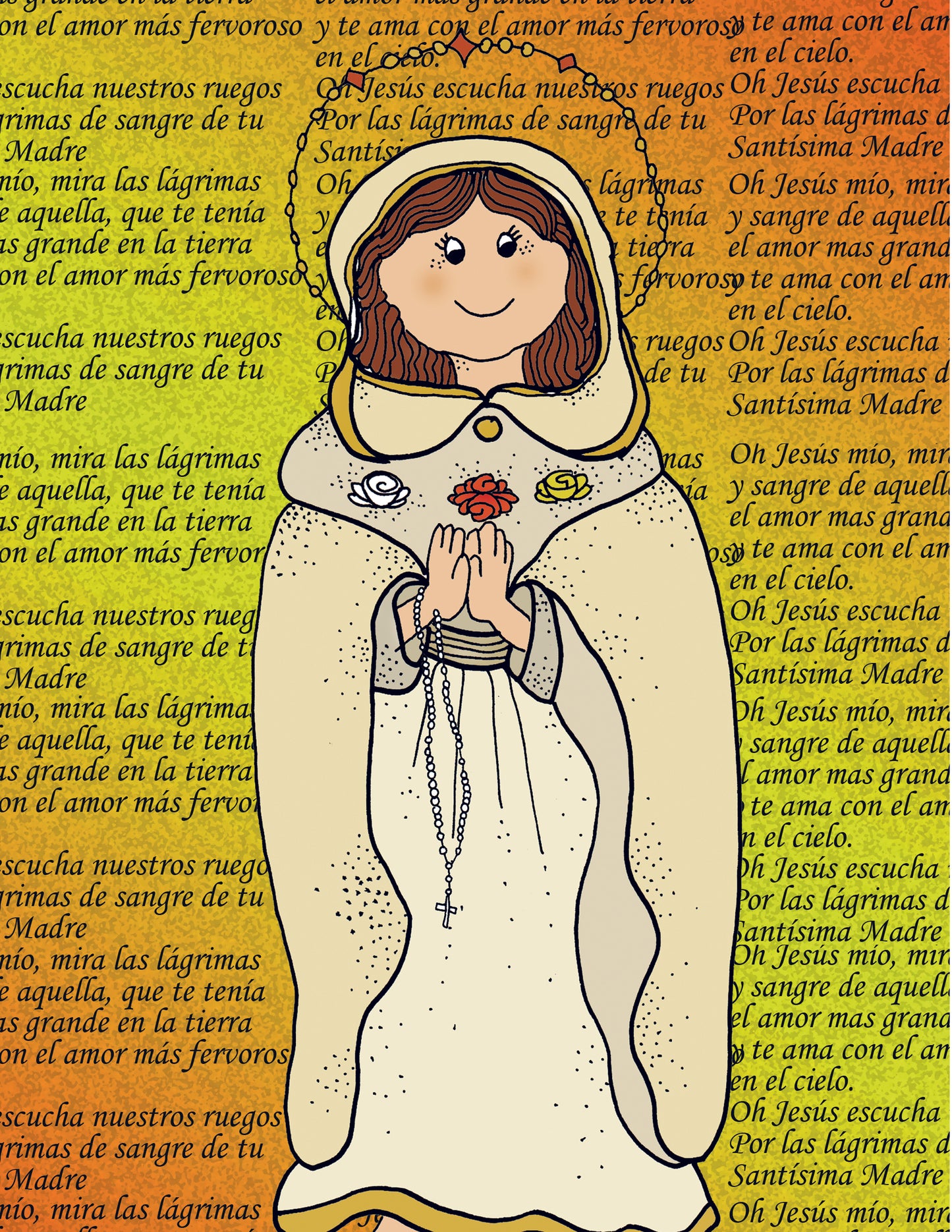 Gioconda Vivas es la artista responsable de la ilustración 'María Rosa Mística', que tiene dimensiones de 8"x10", giocondavivas.com, Gioconda vivas, giocondavivas, arte religioso, arte inspirador