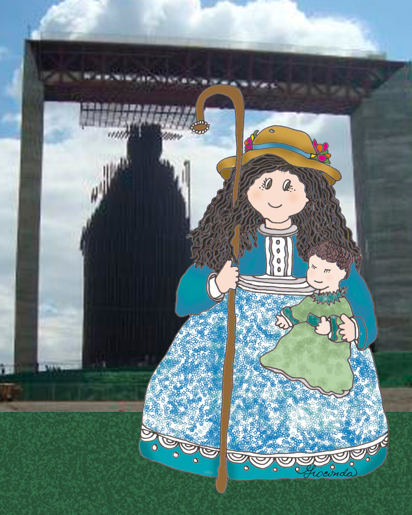 Pintura Ilustrada 'Divina Pastora' por Gioconda Vivas, giocondavivas, giocondavivas.com, gioconda vivas, Arte Religioso, Arte Inspirador