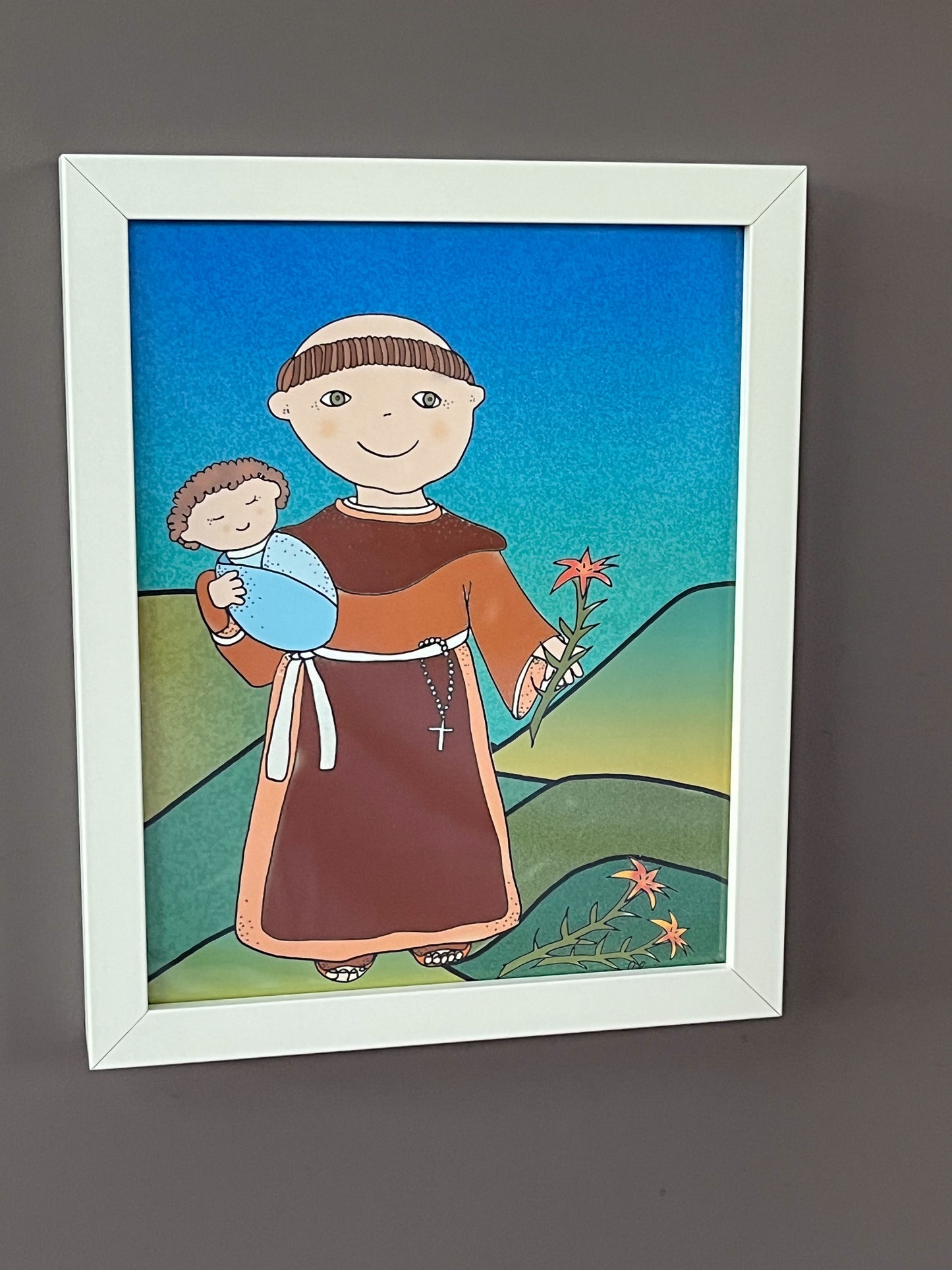 La ilustración 'San Antonio de Padua' fue creada por Gioconda Vivas y tiene un tamaño de 8"x10", giocondavivas.com, Gioconda vivas, giocondavivas, arte religioso, arte inspirador