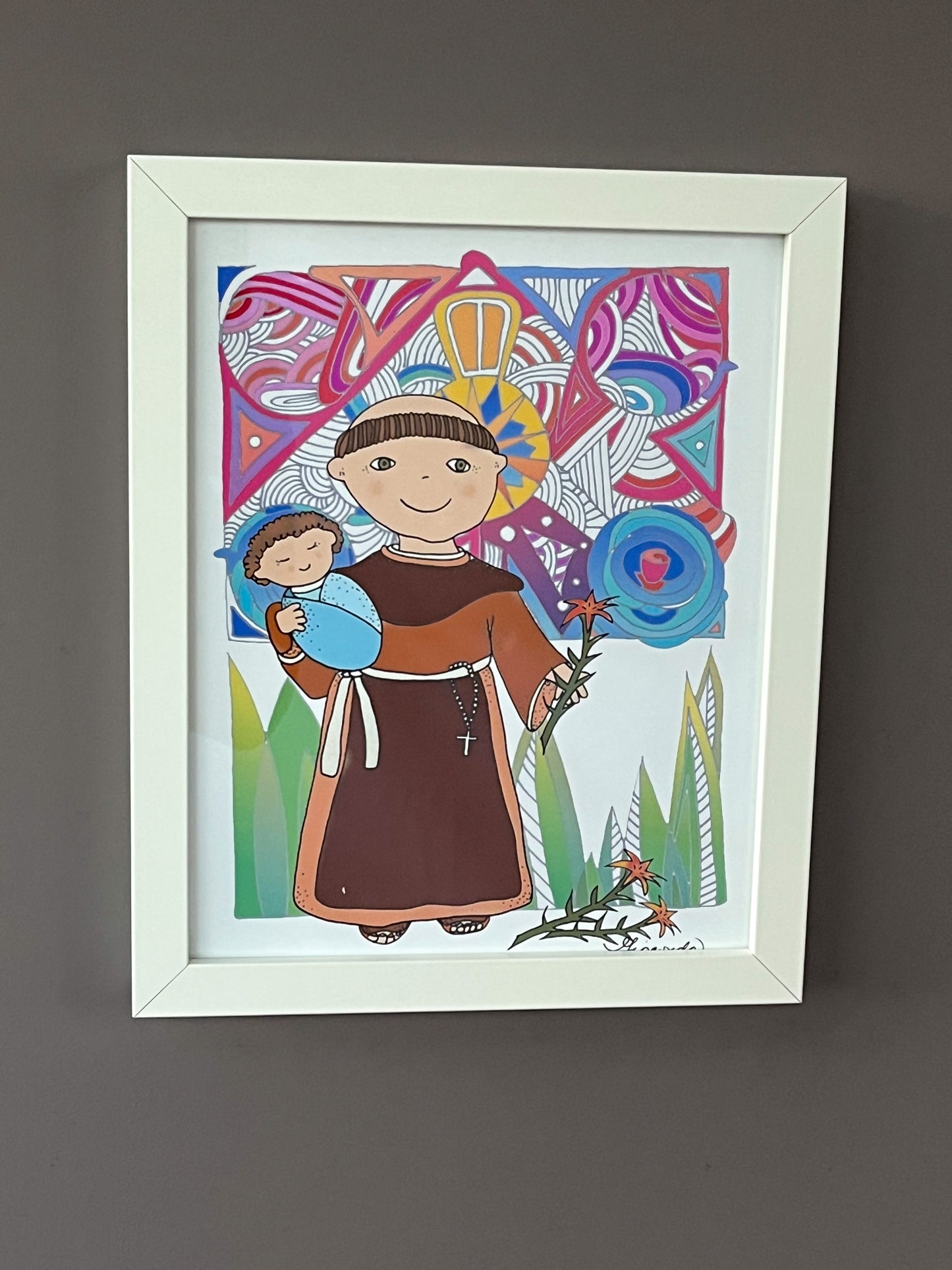 La ilustración 'San Antonio de Padua' fue creada por Gioconda Vivas y tiene un tamaño de 8"x10", giocondavivas.com, Gioconda vivas, giocondavivas, arte religioso, arte inspirador