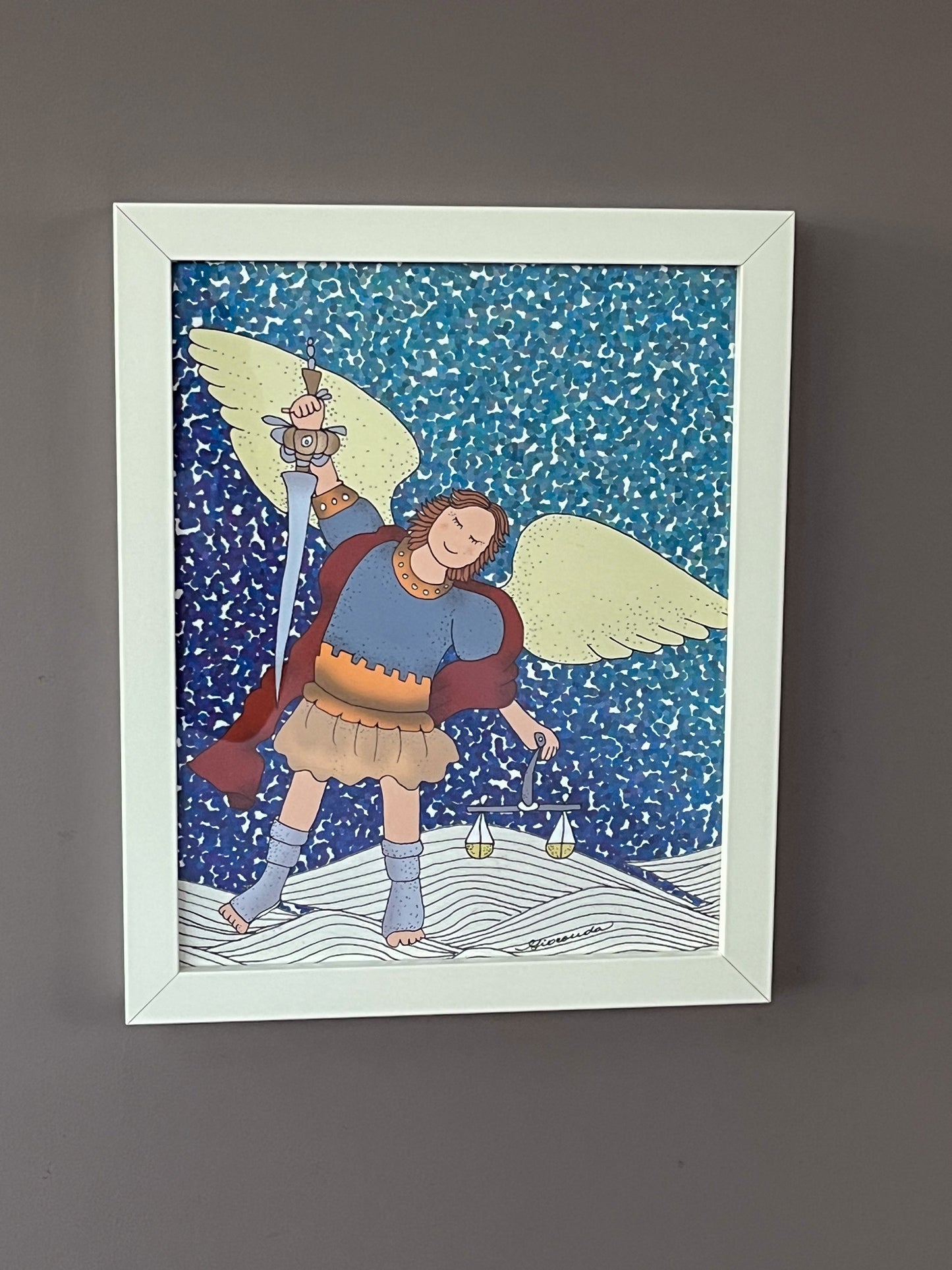 Gioconda Vivas es la artista detrás de la ilustración 'San Miguel Arcángel' en un formato de 8 por 10 pulgadas, giocondavivas.com, Gioconda vivas, giocondavivas, arte religioso, arte inspirador