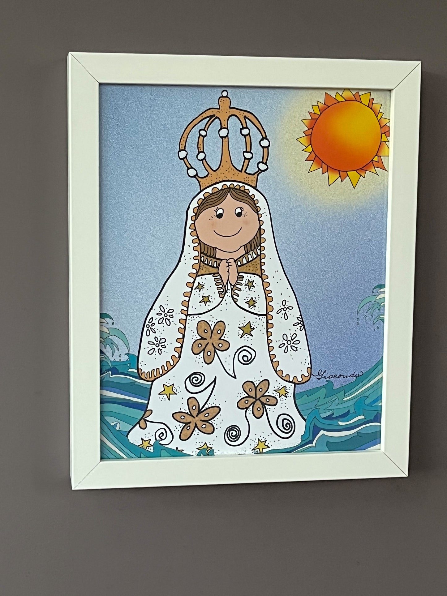 'Nuestra Señora del Valle Del Espíritu Santo' es el título de la obra de arte realizada por Gioconda Vivas en un tamaño de 8x10 pulgadas, giocondavivas.com, Gioconda vivas, giocondavivas, arte religioso, arte inspirador