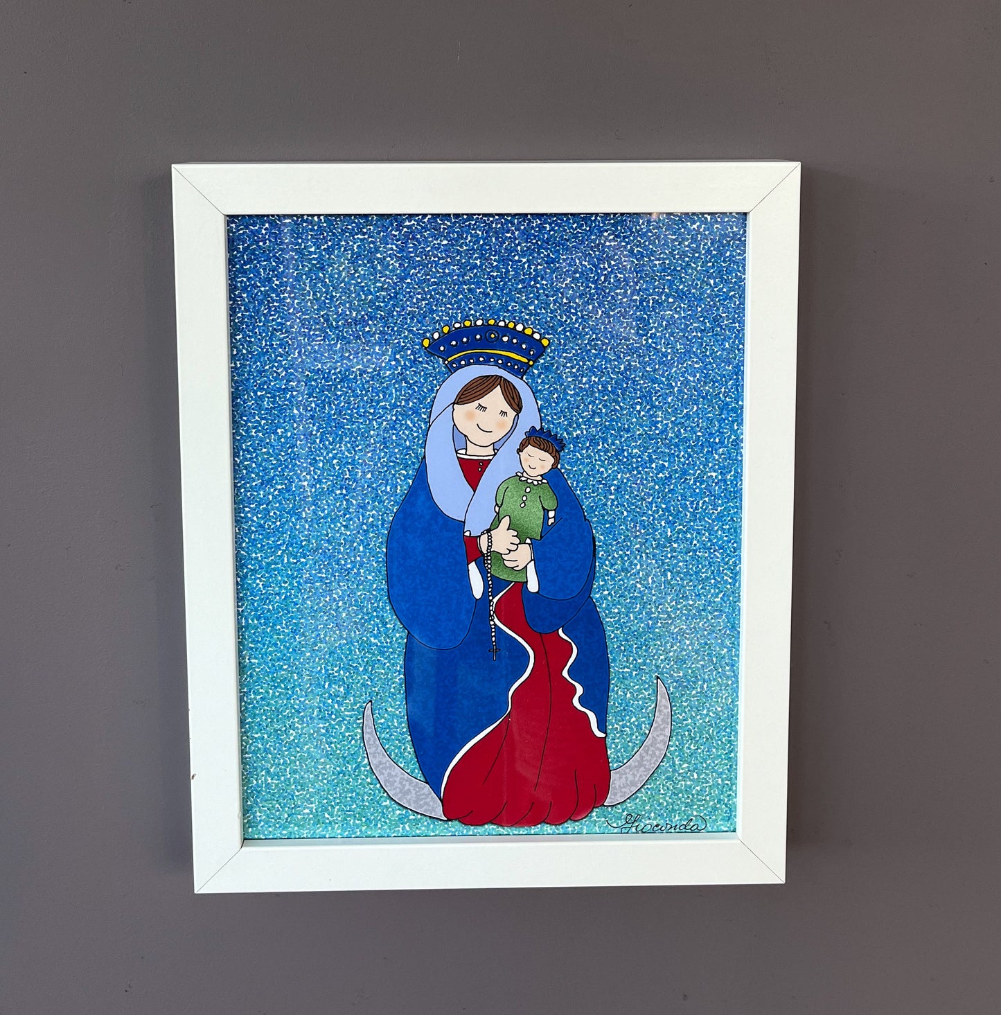 'Nuestra Señora del Rosario de Chiquinquirá' es el título de la creación artística de 8x10 pulgadas realizada por Gioconda Vivas, giocondavivas.com, Gioconda vivas, giocondavivas, arte religioso, arte inspirador