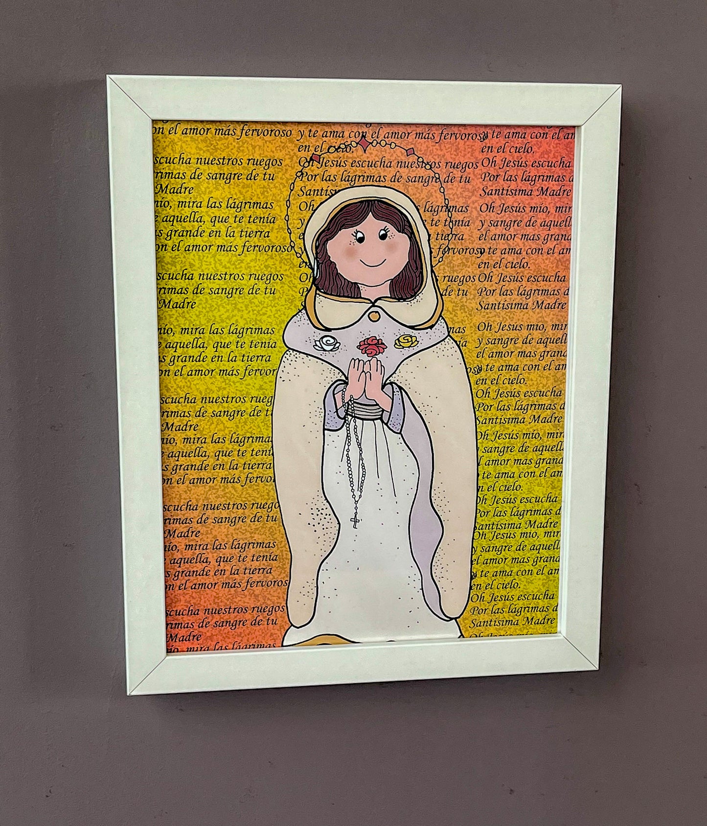Gioconda Vivas es la artista responsable de la ilustración 'María Rosa Mística', que tiene dimensiones de 8"x10", giocondavivas.com, Gioconda vivas, giocondavivas, arte religioso, arte inspirador