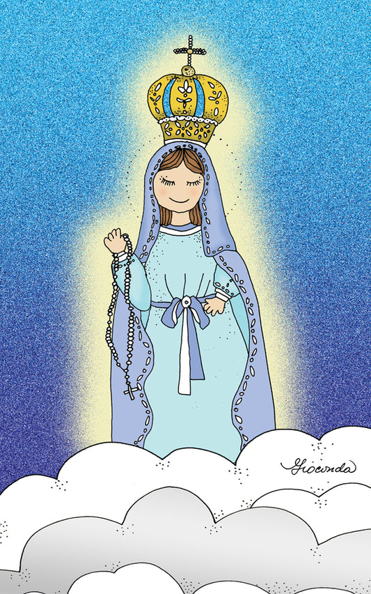 Ilustración 'Nuestra Señora del Rosario de Fátima', que tiene dimensiones de 8"x10", Gioconda Vivas es la autora, giocondavivas.com, Gioconda vivas, giocondavivas, arte religioso, arte inspirador