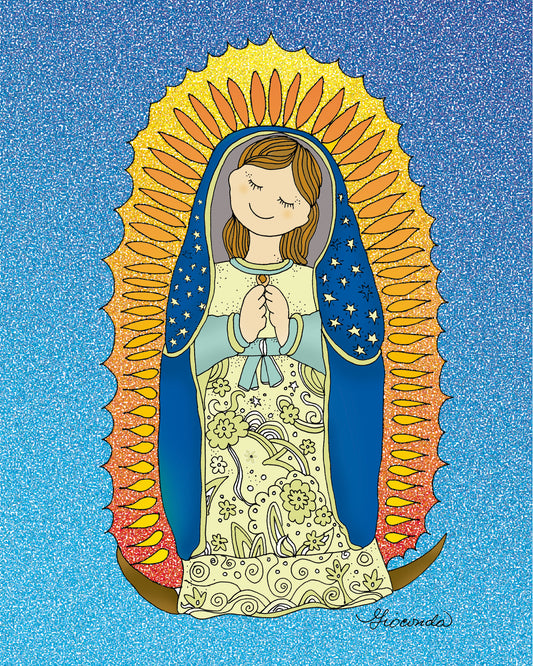 Pintura Ilustrada 'Nuestra Señora de Guadalupe' por Gioconda Vivas (8"x10"), Guadalupe, Lupita, giocondavivas.com, Gioconda vivas, giocondavivas, arte religioso, arte inspirador, Mexico religioso