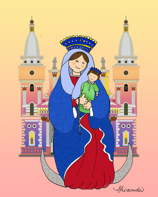 'Nuestra Señora del Rosario de Chiquinquirá' es el título de la creación artística de 8x10 pulgadas realizada por Gioconda Vivas, giocondavivas.com, Gioconda vivas, giocondavivas, arte religioso, arte inspirador