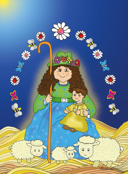 Pintura Ilustrada 'Divina Pastora' por Gioconda Vivas, giocondavivas, giocondavivas.com, gioconda vivas, Arte Religioso, Arte Inspirador