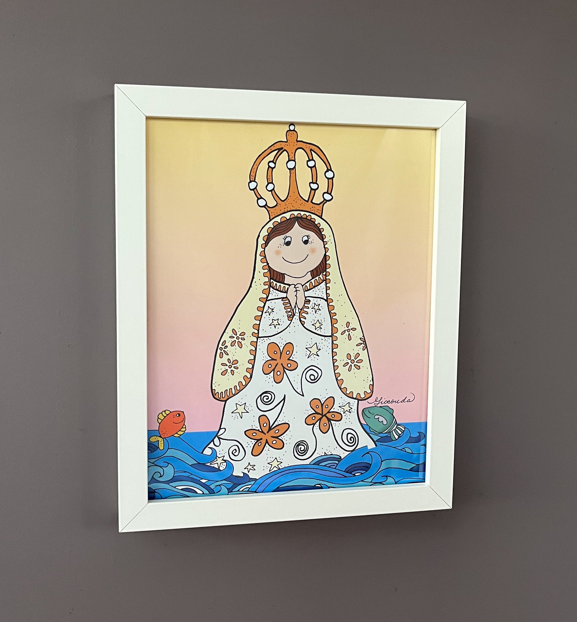 'Nuestra Señora del Valle Del Espíritu Santo' es el título de la obra de arte realizada por Gioconda Vivas en un tamaño de 8x10 pulgadas, giocondavivas.com, Gioconda vivas, giocondavivas, arte religioso, arte inspirador