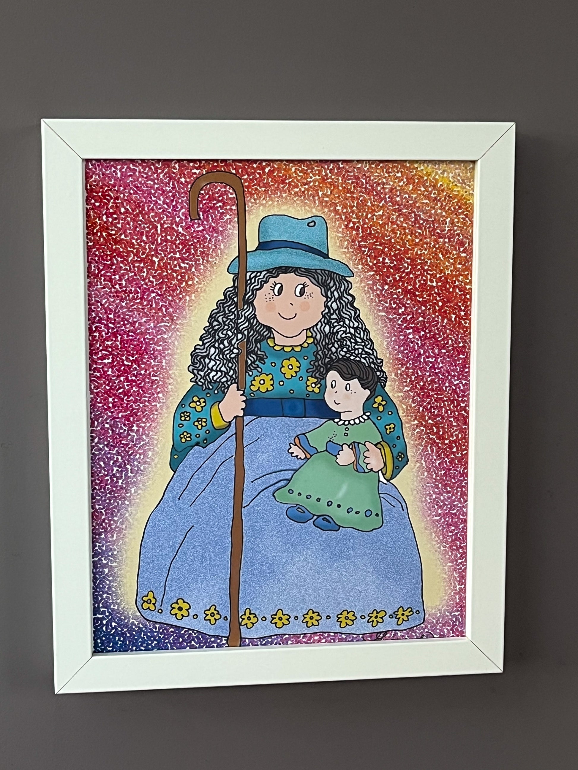 Pintura Ilustrada 'Divina Pastora' por Gioconda Vivas, giocondavivas, giocondavivas.com, gioconda vivas, Arte Religioso, Arte Inspirador